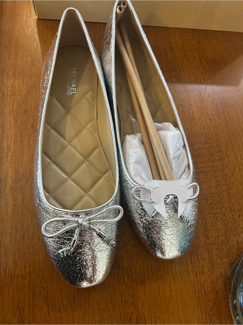 Michaels Metallic Silver Quilted Insole Ballet Flats